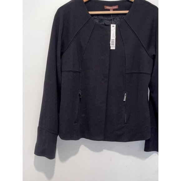 NWT Adrienne Vittadini Black Long Sleeve Zippered Pockets Women's Jacket Size L - Picture 3 of 11